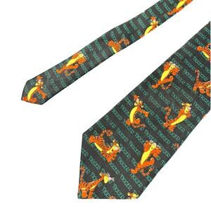 90s Disney- Tigger- honey- black green writing - novelty neck tie Winne the Pooh